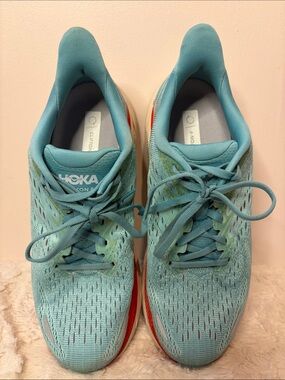 Hoka One One Clifton 8 Aquarelle/Eggshell Women’s Running Sneakers Size 7.5B